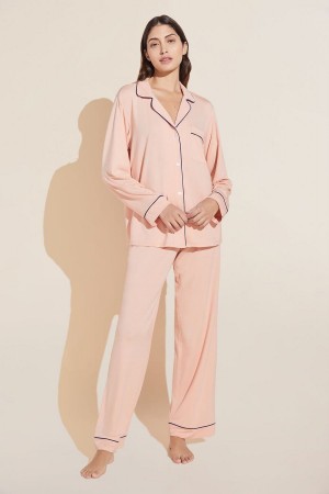 Eberjey Gisele TENCEL™ Modal Long PJ Set Women Pajamas Rose Navy | XGE99QA