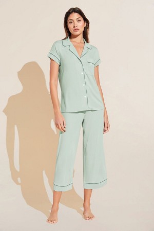 Eberjey Gisele TENCEL™ Modal Short Sleeve Cropped PJ Set Women Pajamas Green | IAZ476WS