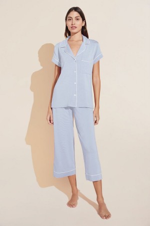 Eberjey Gisele TENCEL™ Modal Short Sleeve Cropped PJ Set Women Pajamas Blue White | GIW634RB