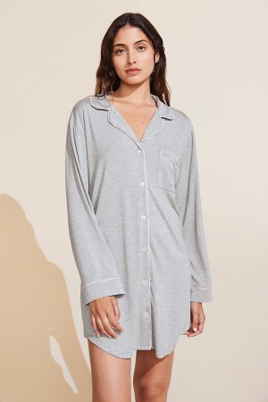 Eberjey Gisele TENCEL Modal Sleepshirt Women Pajamas Grey Pink | VUZ6362IS