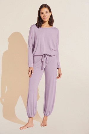 Eberjey Gisele TENCEL™ Modal Slouchy PJ Set Women Pajamas Purple White | VAY1143AT