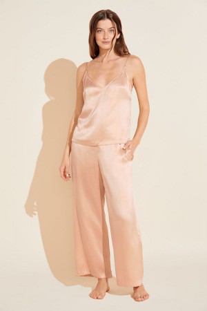 Eberjey Inez Washable Silk Cami & Pant PJ Set Women Pajamas Rose Beige | NEV9254EV