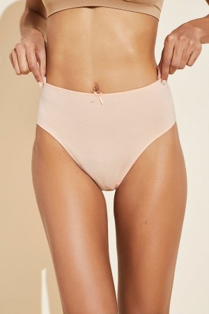 Eberjey Pima Stretch Cotton Highwaist Women Briefs Beige | AHR1087LZ