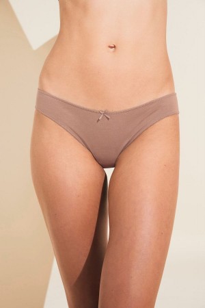 Eberjey Pima Stretch Cotton Women Bikini Panty Beige | KZP7664VS