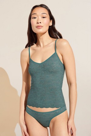 Eberjey Soft Stretch Recycled Lace Cami Women Tank Top Green | FPS5986ZD