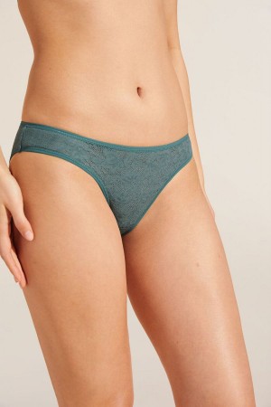 Eberjey Soft Stretch Recycled Lace High Leg Women Briefs Green | UOF9236CV