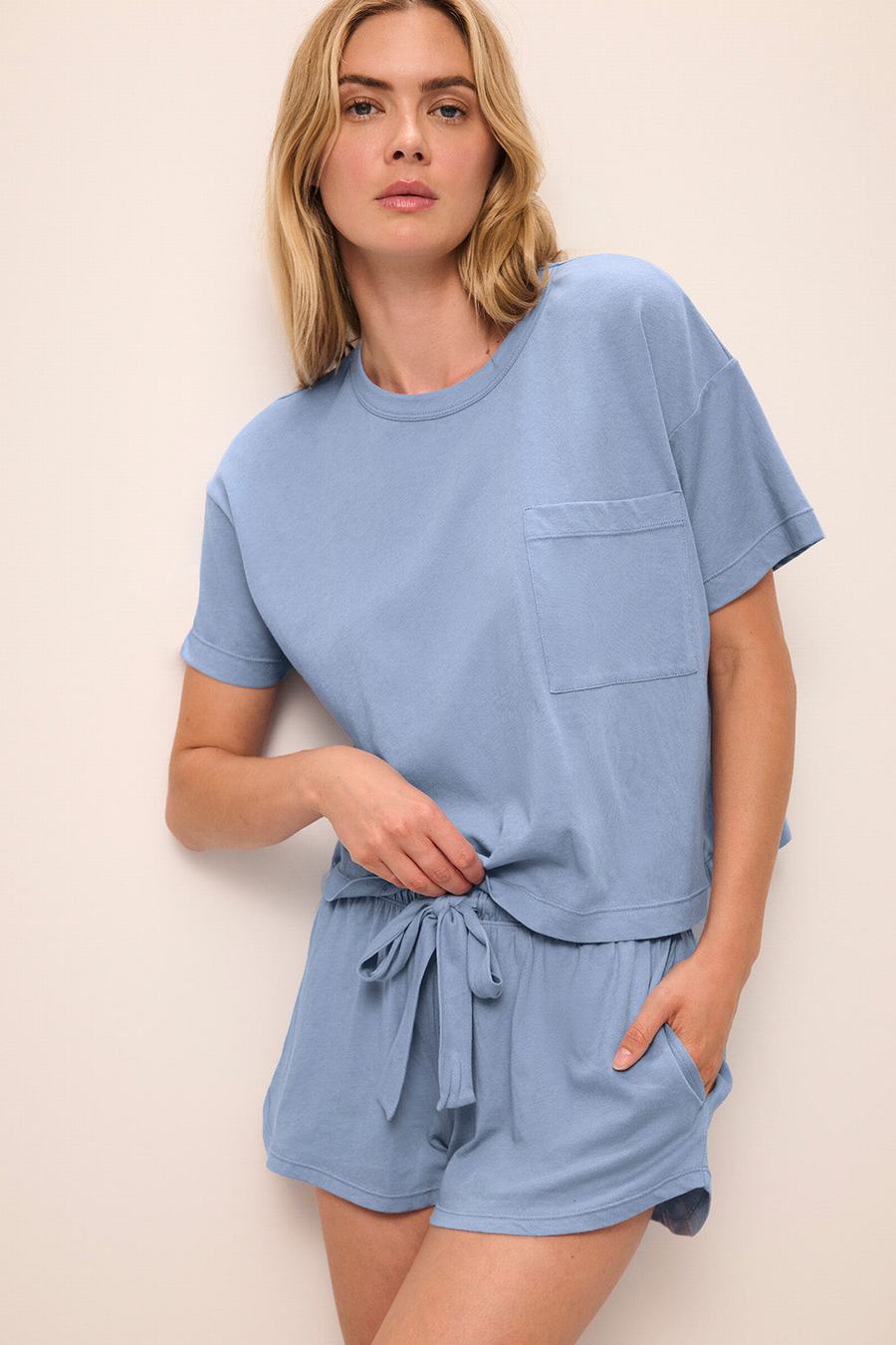 Eberjey Aloe Cotton Short Sleeve Women T-Shirt Blue | SFB7251HY