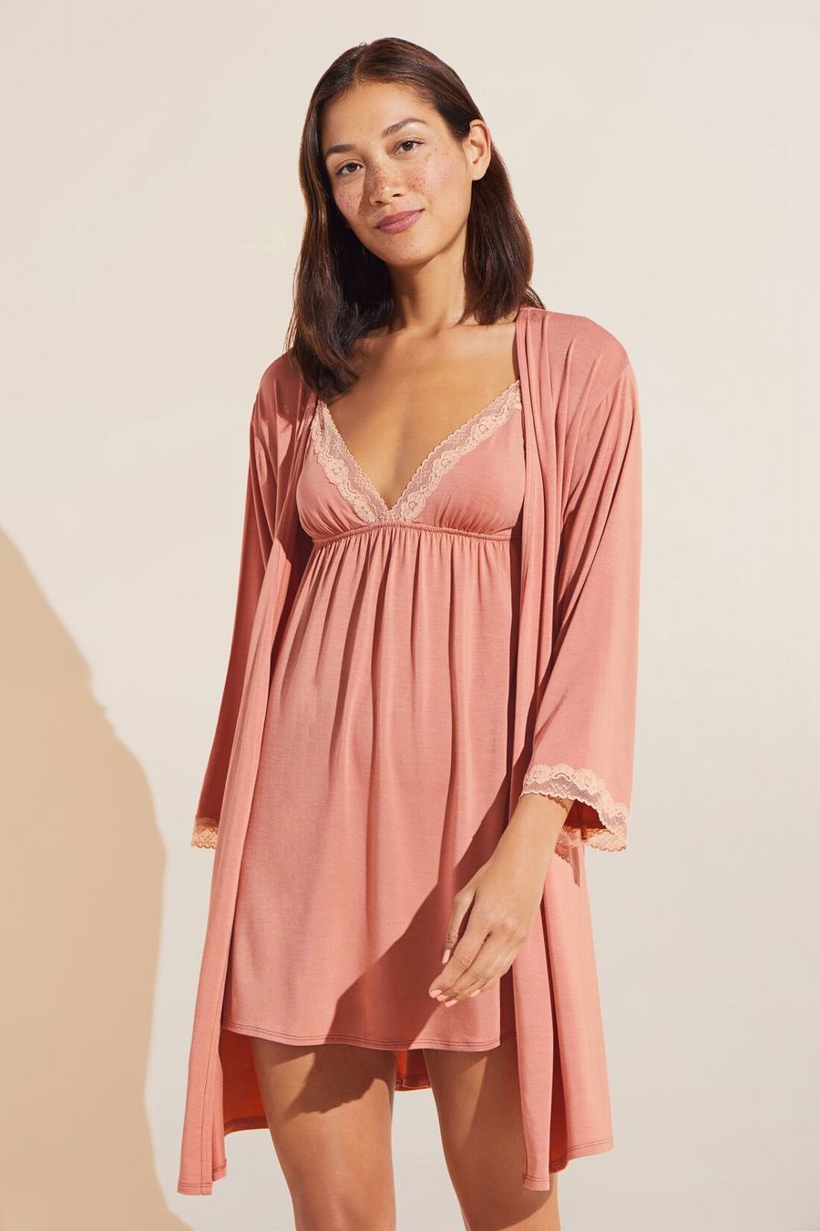 Eberjey Flora TENCEL™ Modal Chemise Women Robe Pink Rose | RZY7156MC