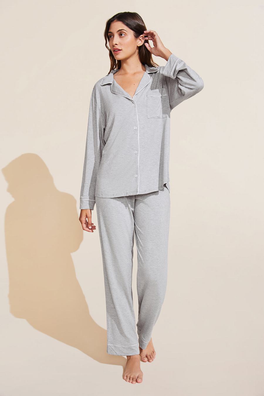 Eberjey Gisele TENCEL Modal Long PJ Set Women Pajamas Grey Pink | WTX8113UX