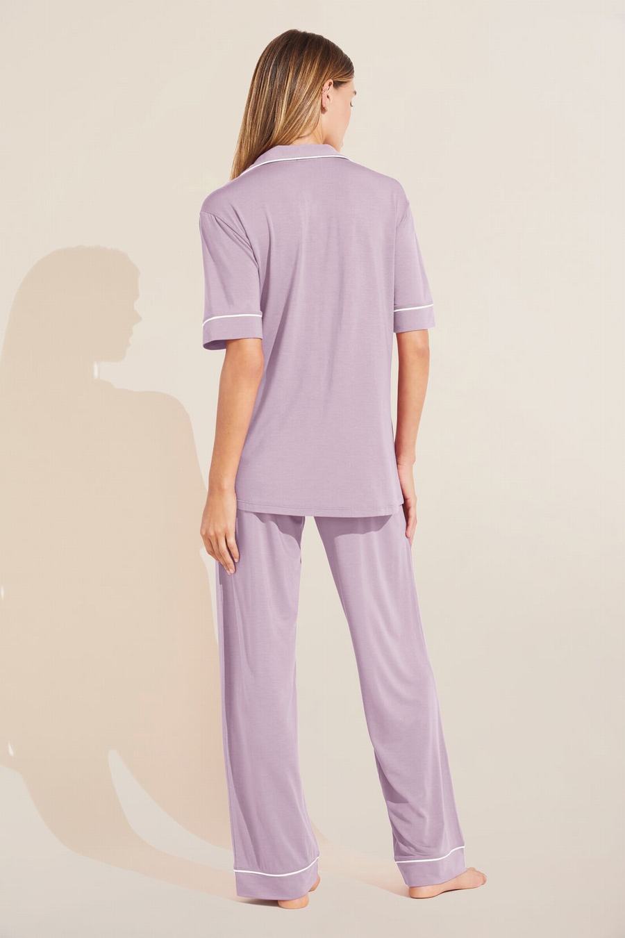 Eberjey Gisele TENCEL™ Modal Short Sleeve & Pant PJ Set Women Pajamas Purple White | DEX6792VM