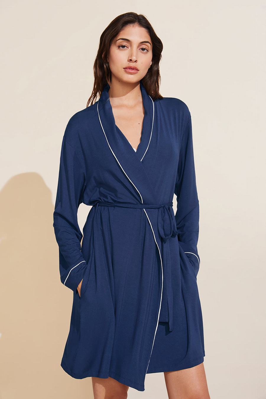 Eberjey Gisele TENCEL™ Modal Women Robe Navy White | PVU9785LB