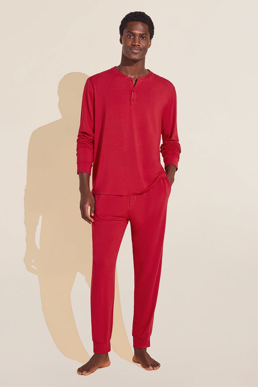 Eberjey Henry TENCEL™ Modal Long PJ Set Men Pajamas Red | CZW16DP