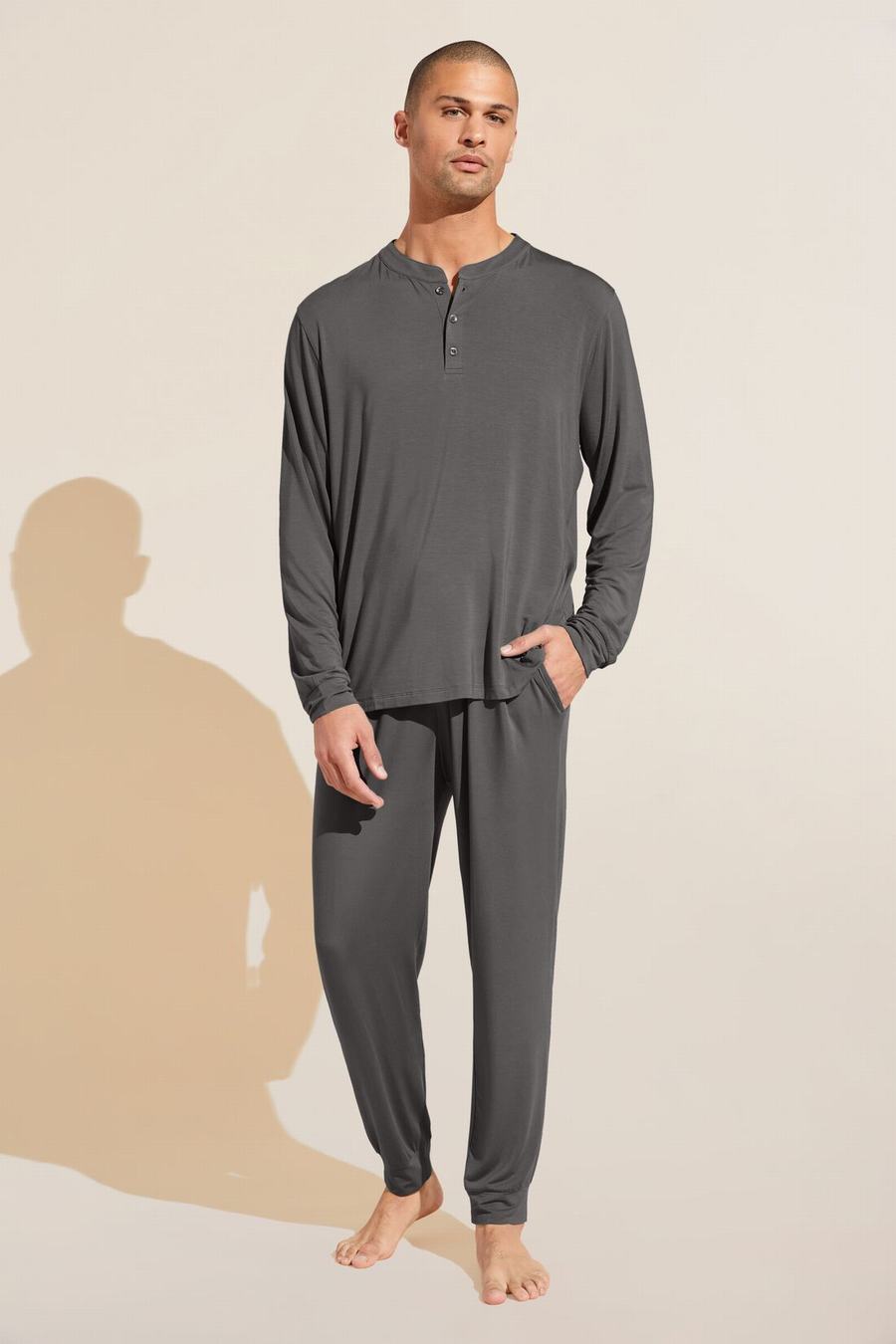 Eberjey Henry TENCEL™ Modal Long PJ Set Men Pajamas Grey | CHR1471MN