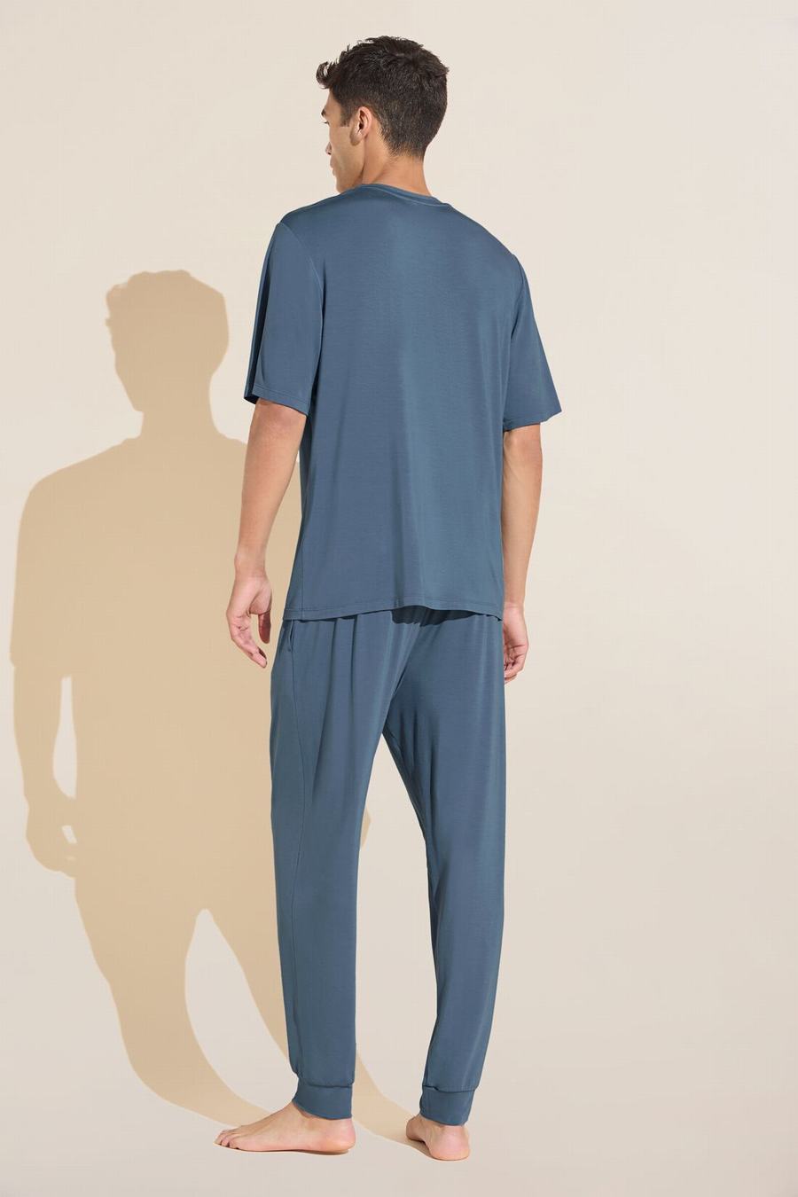 Eberjey Henry TENCEL™ Modal Short Sleeve & Pant PJ Set Men Pajamas Blue | GCH1336WM