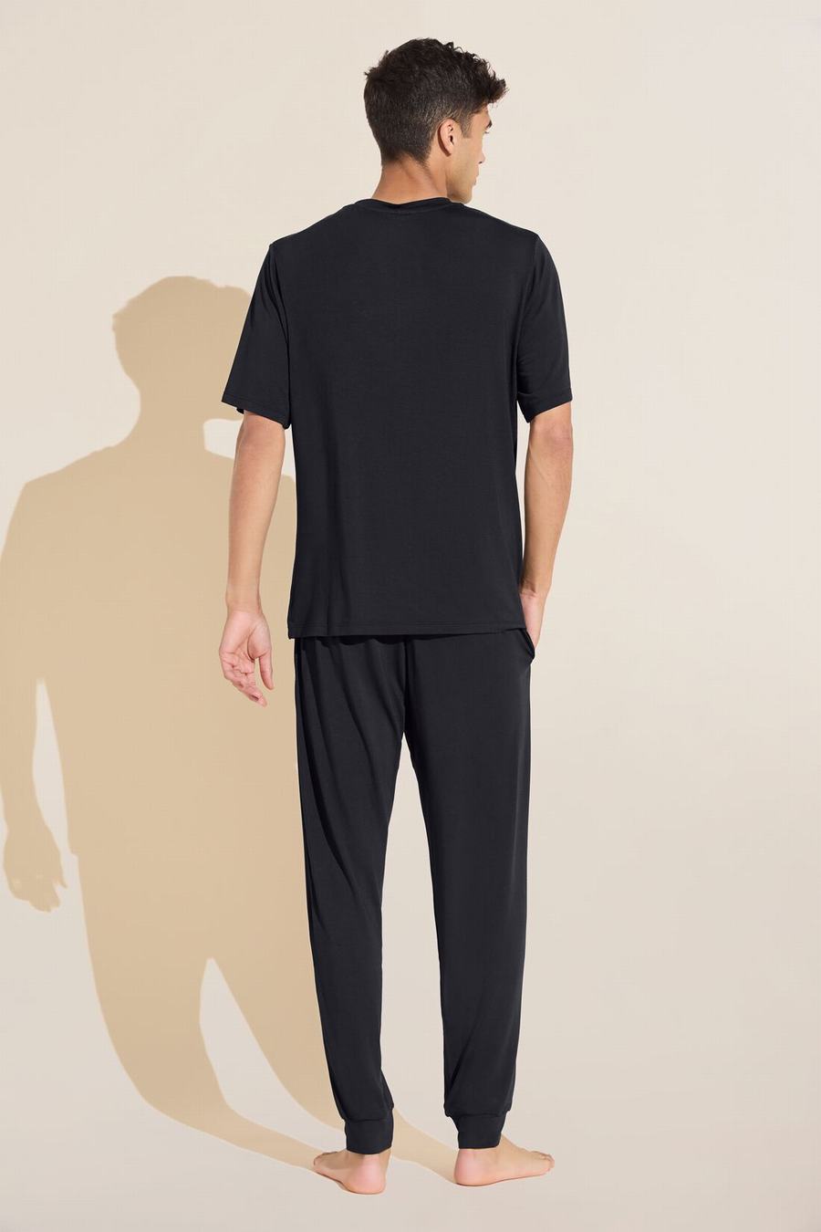 Eberjey Henry TENCEL™ Modal Short Sleeve & Pant PJ Set Men Pajamas Black | WVY1195YP