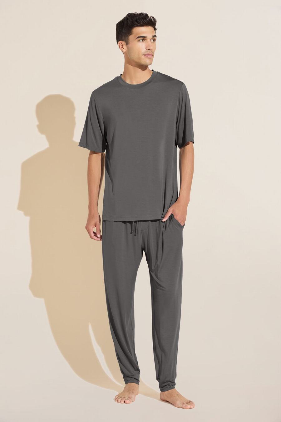 Eberjey Henry TENCEL™ Modal Short Sleeve & Pant PJ Set Men Pajamas Grey | ROZ122HH