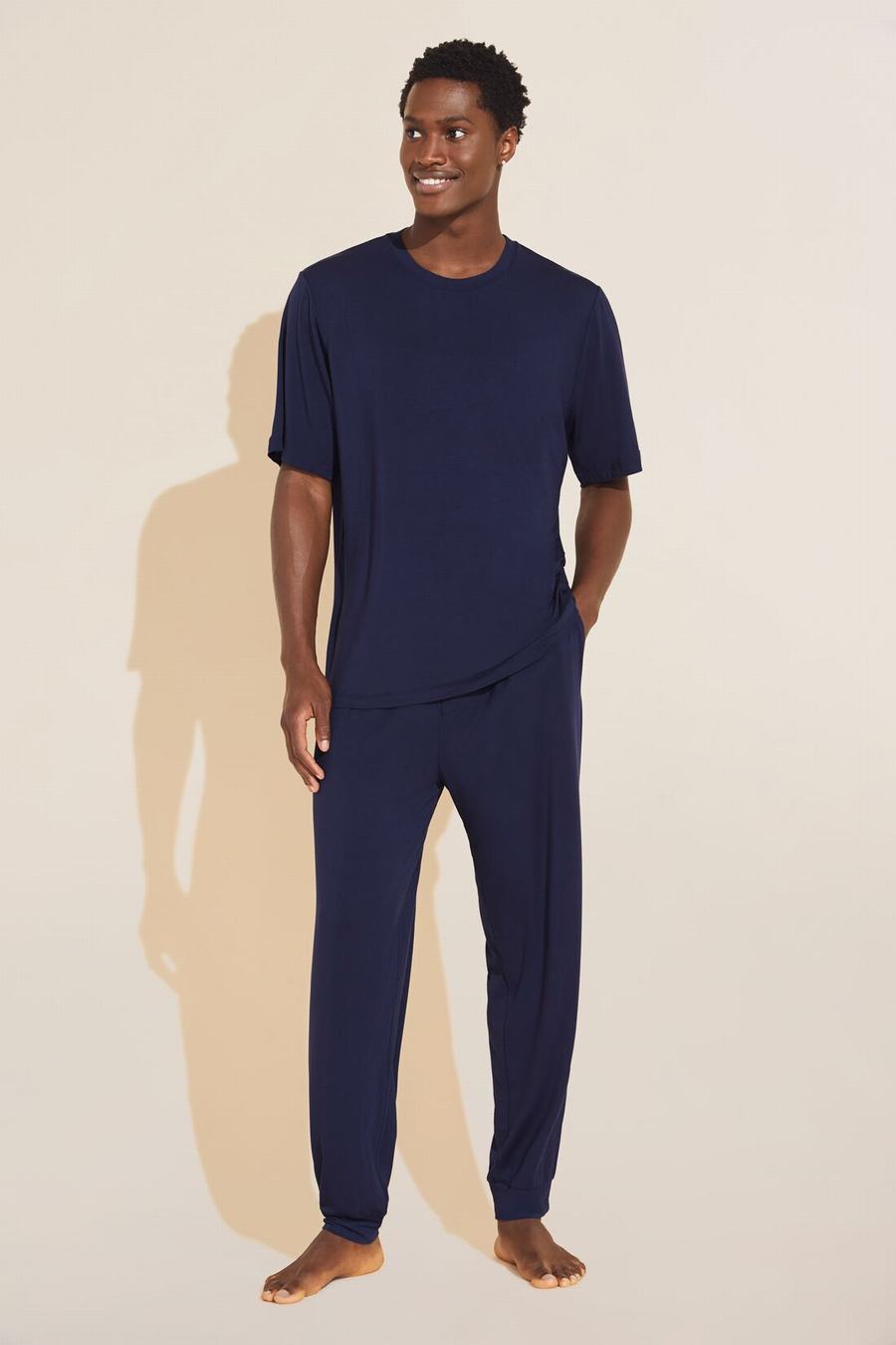 Eberjey Henry TENCEL™ Modal Short Sleeve & Pant PJ Set Men Pajamas Navy | AII5960RR