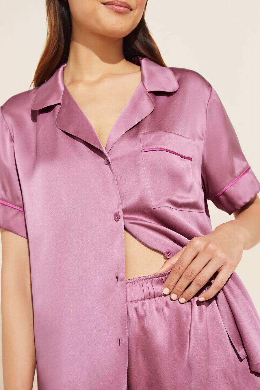 Eberjey Inez Washable Silk Short PJ Set Women Pajamas Purple | UAD2941IU