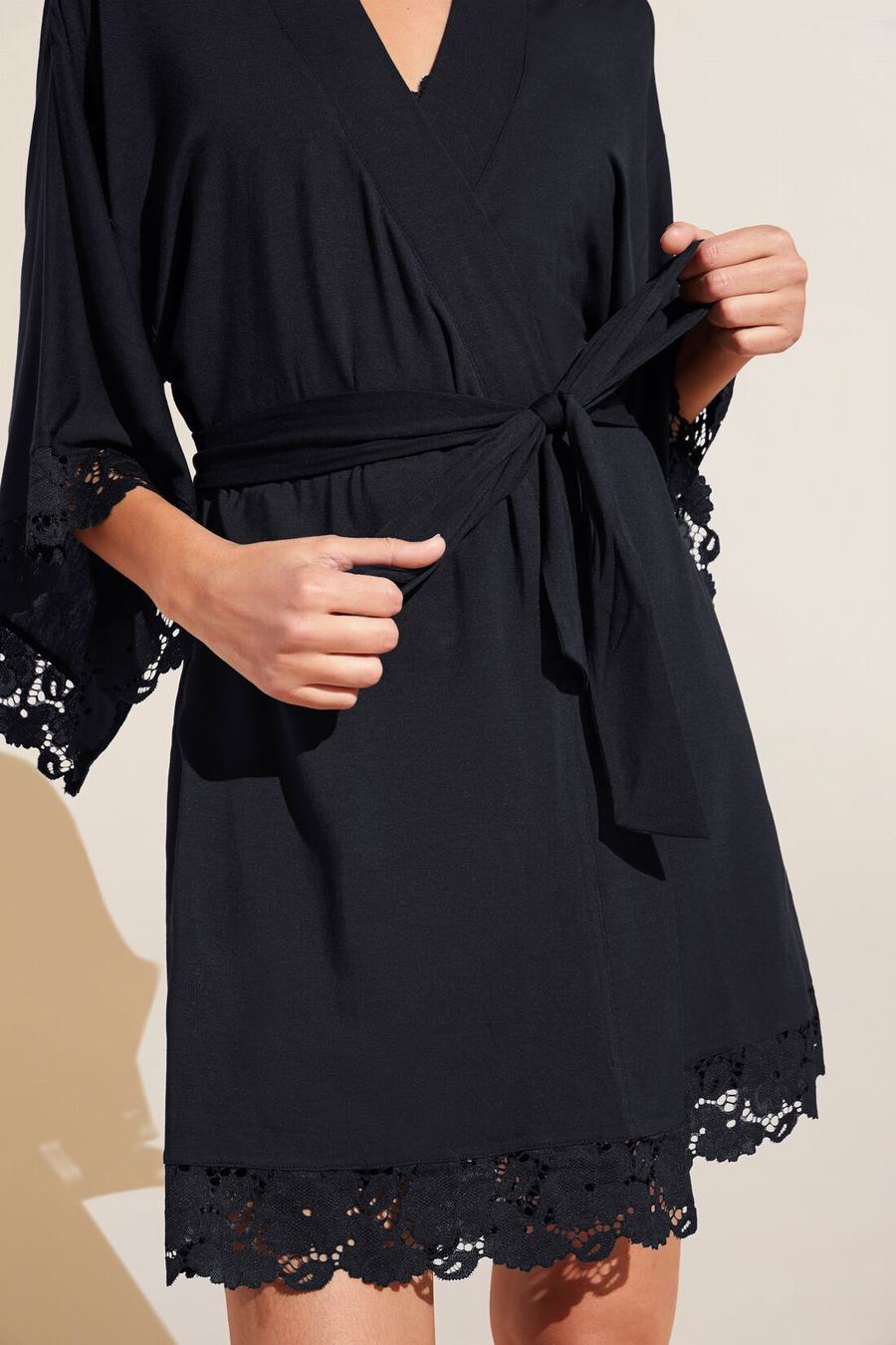 Eberjey Naya TENCEL Modal Women Robe Black | ATR9183KK