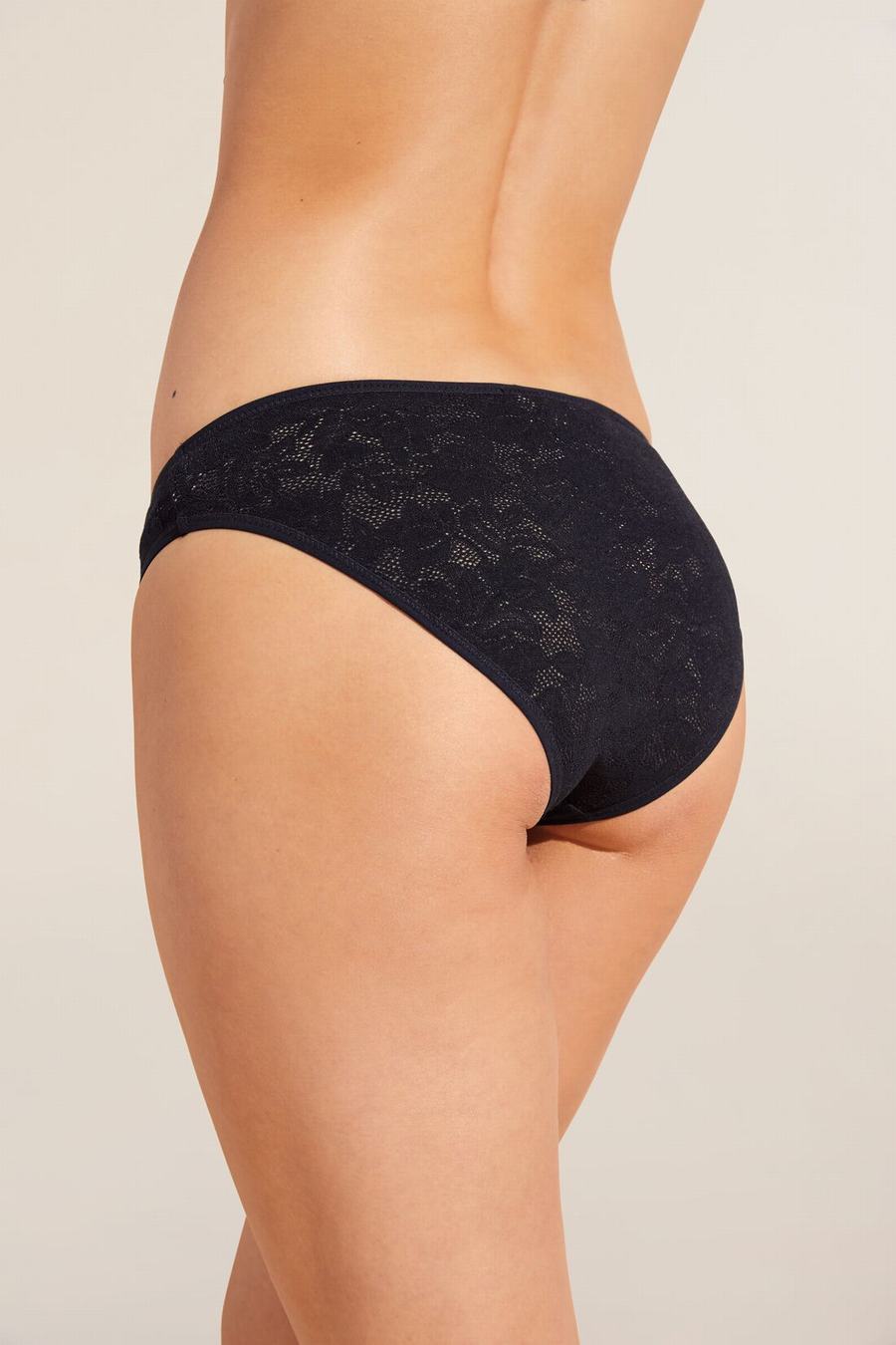 Eberjey Soft Stretch Recycled Lace High Leg Women Briefs Black | PVO4914QN