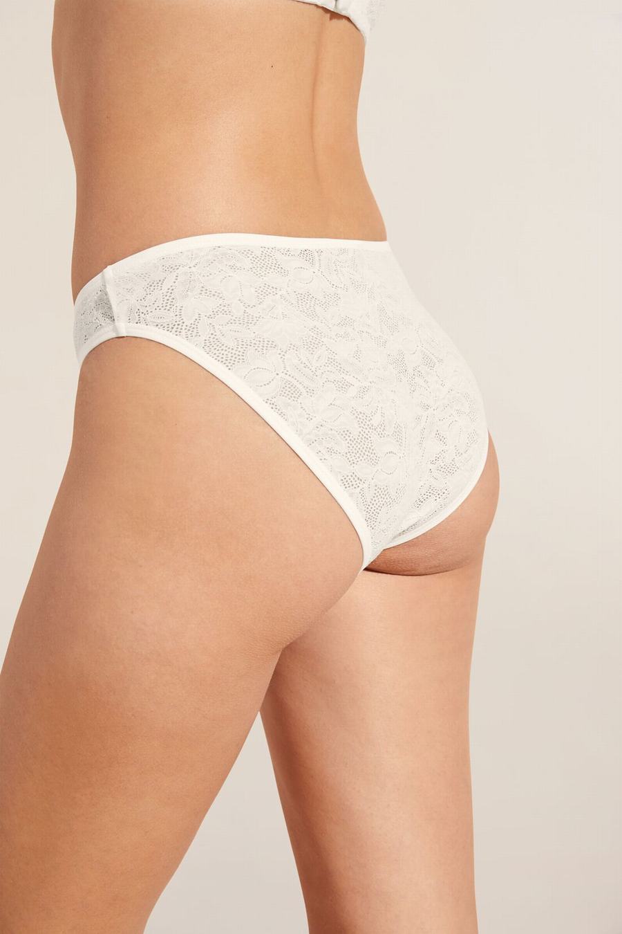 Eberjey Soft Stretch Recycled Lace High Leg Women Briefs White | HUF7449VS